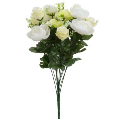 Exclusive Buchet de Trandafiri, Anemone, Bujori x18 60cm crem flori artificiale