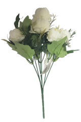 Buchet de bujori "7" 30cm alb flori artificiale