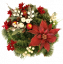 Smuteční věnec borovicový exclusive poinsettia vánoční hvězda, jablíčka, šišky, bobule a doplňky 40cm