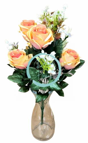 Buket ruže x12 47cm boja breskve umjetni
