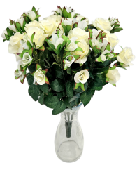 Buchet artificial mare cu trandafiri 43cm crem