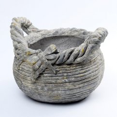 Decorative stoneware flowerpot "basket" 27,5cm x 25,5cm x 19,5cm