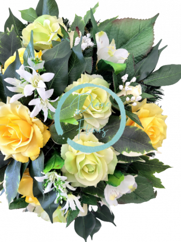 Pogrebni vijenac umjetne ruže, alstroemeria i dodaci Ø 45cm