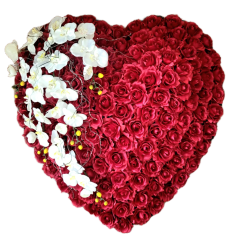 Luxury Artificial Wreath Heart Exclusive Roses, Orchids and Accessories 80cm x 80cm