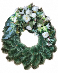 Künstliche Trauerkranz Exklusiv Rosen, Pfingstrosen, Lilien, Hortensien, Eukalyptus und Zubehör 80cm x 90cm
