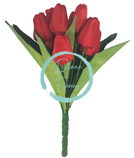 Künstliche Tulpenstrauß x9 Rot 33cm