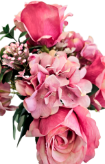 Buchet de trandafiri & hortensii x10 46cm flori artificiale roz