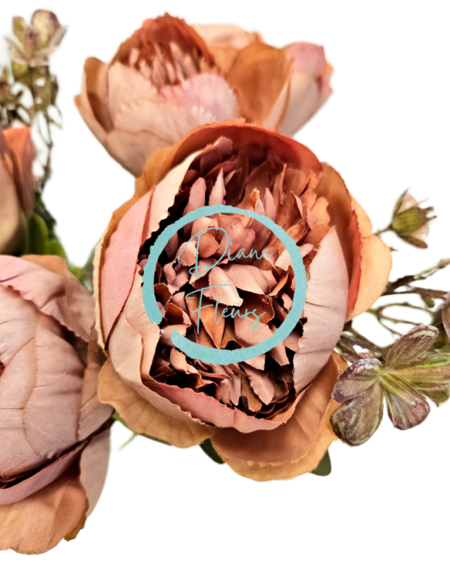 Mazzo di peonie artificiali marrone chiaro da 40 cm