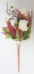 Bukiet róż i stokrotek 45cm biały sztuczny