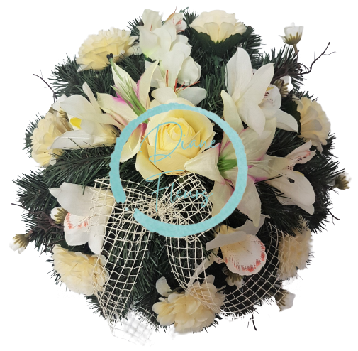 Artificial Sympathy Wreath 35cm Roses & Lilies & Accessories