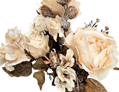 Ruža & Hortenzia kytica 48cm umelá béžová