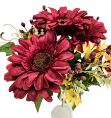Krásná umělá kytice Gerbera 47cm vínová