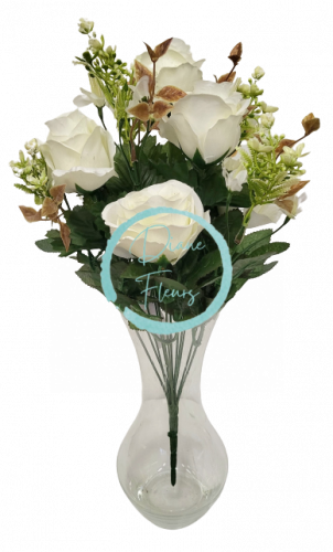 Artificial Roses Bouquet x12 47cm Cream