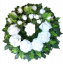 Coroană funerară cu trandafiri artificiali Ø 65cm alb, verde