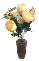 Exclusive Pivonky Peonie kytica x11 50cm krémová & žltá umelá