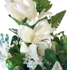 Luxurious bouquet of roses, lilies, gladiolus and accessories 70cm cream