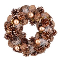 Božićni vijenac borovi češeri, božićne kuglice, suho voće i pribor 34cm x 9cm