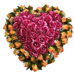 Schöne Trauerkranz "Herz -formig" mit Künstlichen Rosen 80cm x 80cm
