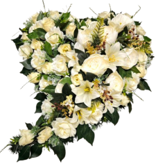 Artificial Wreath Heart Shaped with Roses, Peonies, Lilies and Accesories 65cm x 65cm