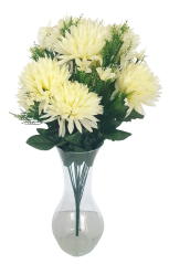 Artificial Chrysanthemum Bouquet x9 45cm Cream