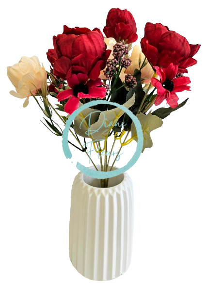 Mazzo di peonie x7 30 cm rosso, pesca artificiale