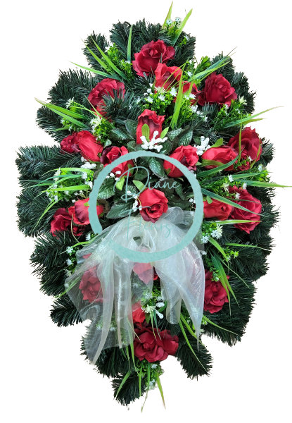 Smuteční věnec ovál Růže & Doplňky 80cm x 55cm AS472