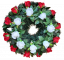Smútočný veniec Ø 50cm ruže a doplnky biela, červená