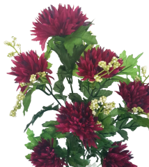 Artificial Chrysanthemums Twig x7 75cm Burgundy