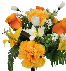 Buket ruža, karanfil, ljiljan i orhideja x13 33cm narančasta, žuta umjetni