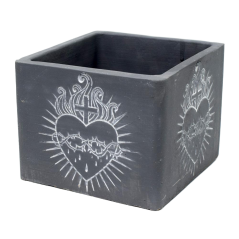 Dekorativer Blumentopf aus Steingut "Würfel" mit ornament 14cm x 14cm x 11,5cm