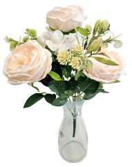 Изкуствен букет от божури, хортензии и аксесоари 42 см salmon