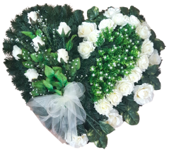 Artificial Wreath Heart Shaped with Roses and accessories 80cm x 80cm Green, Cream