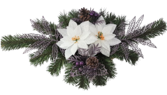 Christmas Arrangement Poinsettia & Accessories 50cm x 25cm x 10cm Lilac & Green & White