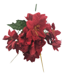 Poinsettia Euphorbia Vianočná ruža kytica 25cm červená umelá