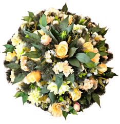 Luxusný umelý veniec Exclusive kamélie, ruže, hortenzie a doplnky 70cm