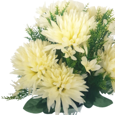 Artificial Chrysanthemum Bouquet x9 45cm Cream