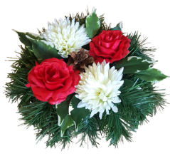 Arrangement mit künstlichen Chrysanthemen und Rosen & Zubehör Ø 28m x 16cm