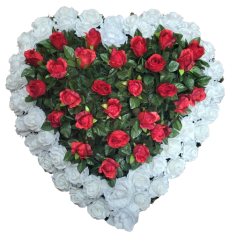 Künstliche Kranz Herz-förmig mit Rosen 80cm x 80cm Weiß, Rot