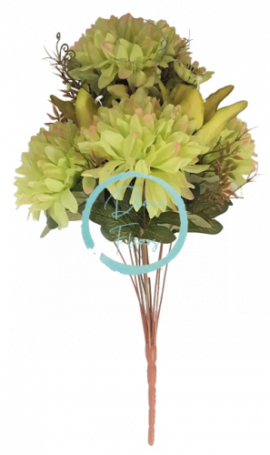 Kytice Chryzantéma & Lilie "12" 50cm zelená umělá