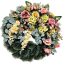 Luxusný smútočný veniec borovicový exclusive pivonky, ruže, delphinium ostrôžka, hortenzie a doplnky 90cm
