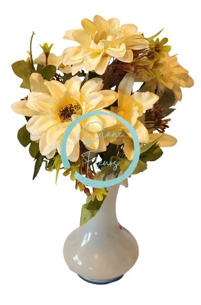 Buchet de Gerbera Daisy & Orhidee 33cm bej flori artificiale