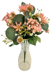 Голям букет от изкуствени розови цветя Thistle & Accessories 43 см