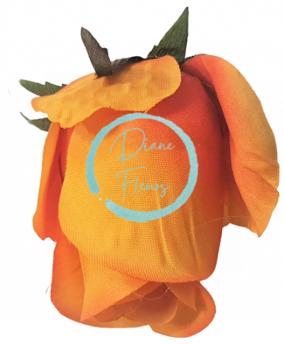 Główka kwiatowa pąka róży O 8cm Pomarańczowa sztuczna