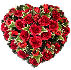 Artificial Wreath Heart Shaped with Roses 60cm x 60cm