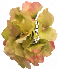 Cvetna glavica hortenzije O 14cm zelena in roza umetna