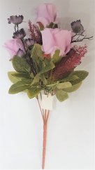 Růže & Kopretiny kytice 45cm fialová umělá