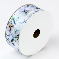 Fabric ribbon with pansies pattern 40mm x 9m