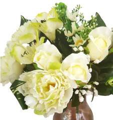 Künstliche Pfingstrosen & Alstroemeria Bouquet 38cm Creme