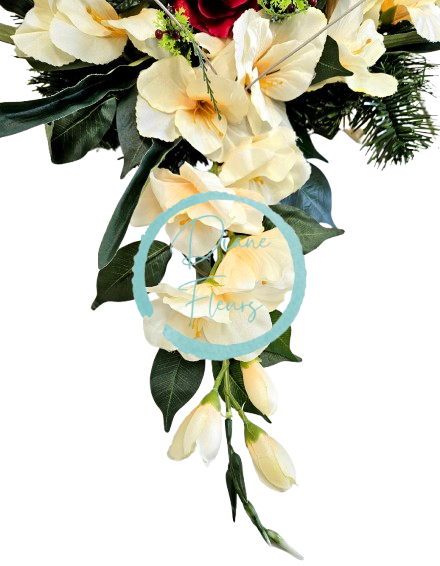 Luxury arrangement made of artificial peony, roses, gladiolus and accessories 48cm x 60cm x 20cm