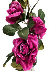 Ruža kytica vetva x6 88cm umelá vínová